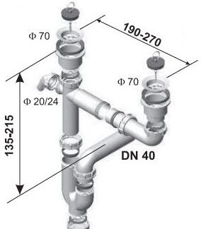 Sifon sudoper 2/2 s priklj. LOŽ 30239