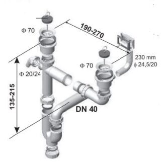 Sifon sudoper 2/2 prelj+priklj LOŽ 30240