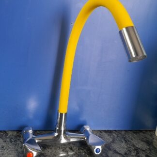 Mješalica zidna fleksibilna keramika color crna, žuta i bijela