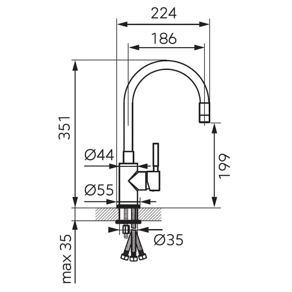Mješalica FERRO ZUMBA BZA4BLP crna TRI cijevi - Slika 2
